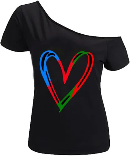 Vista 81 de MAGICMK - Camiseta casual para mujer, con estampado de labios y hombro descubierto, talla extragrande