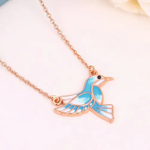 Vista 2 de JIANGYUE Collar con colgante de colibrí, joyería de pájaro para mujer, regalo de Navidad para ella