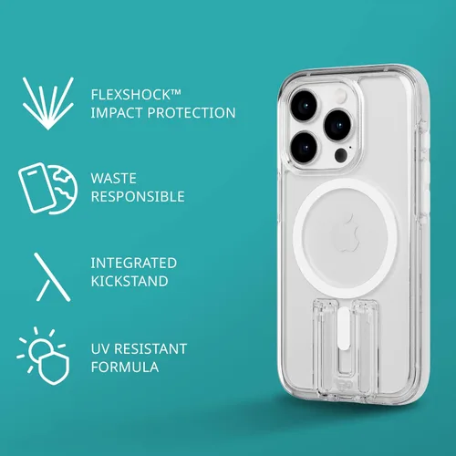 Vista 3 de Tech21 Evo Crystal Kick - Funda para iPhone 15 Pro, compatible con MagSafe, funda de protección contra impactos, color blanco