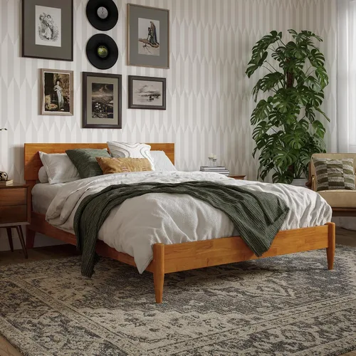 Vista 14 de AFI, Aria - Cama de plataforma moderna de perfil bajo de madera maciza, tamaño individual, color espresso