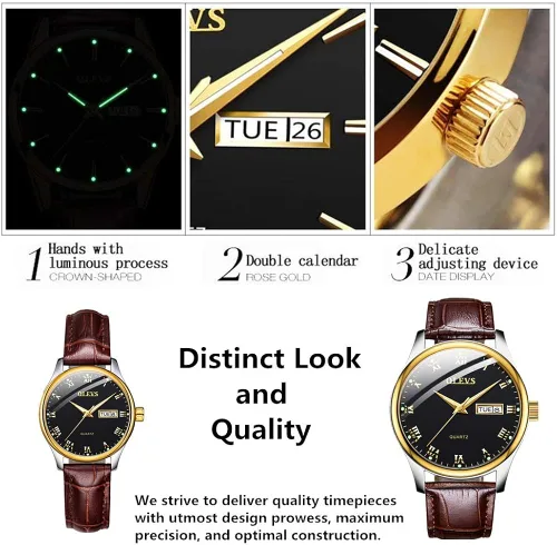 Vista 3 de OLEVS Reloj de pulsera analógico impermeable y económico de cuarzo para hombre reloj de calendario clásico