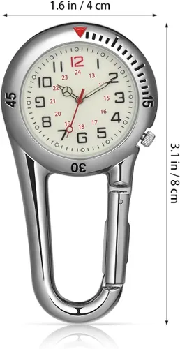 Vista 3 de Reloj de pulsera con clip, reloj de aleación con luz nocturna, ideal para médicos, enfermeras, escalada, montañismo (blanco)