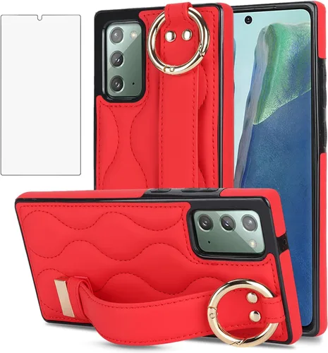 Vista 12 de Asuwish Funda de teléfono para Samsung Galaxy Note 20 5G con protector de pantalla y correa para la muñeca, soporte de pulsera, anillo de silicona