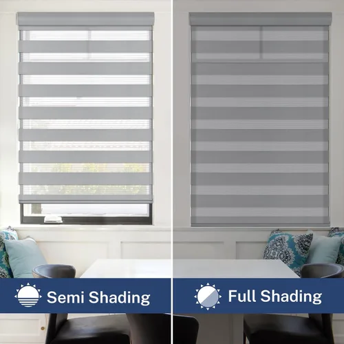 Vista 4 de Keego Persianas motorizadas de cebra con control remoto, persianas para ventana que combinan con Alexa automático y control con caja de sonido