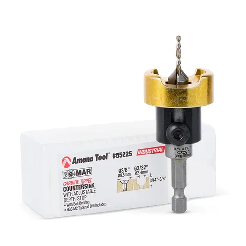 Vista 11 de Amana Tool Avellanador de 82 Grados con Broca con Tope de Profundidad y Rodamiento de Bolas Sin Empuje, 55242, 1/2 D x 3/16 Diámetro de Broca x