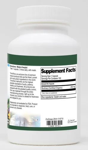 Vista 2 de Scullcap (Certificado Orgánico) - 450 mg (100 cápsulas, ZIN: 518719)