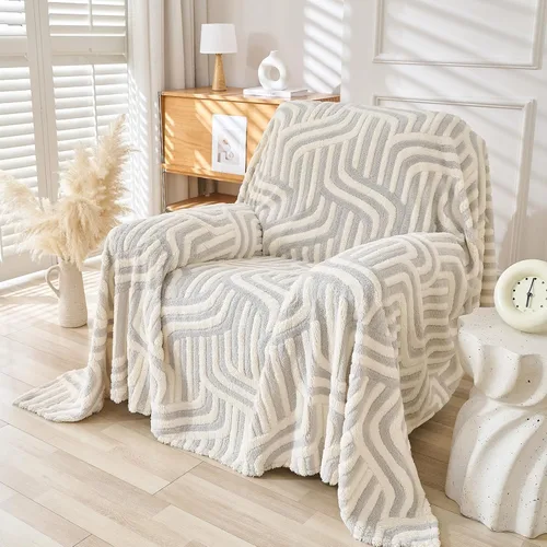 Vista 8 de WEYOND Funda de Sofá Boho de Chenilla con Borlas, Funda de Sofá Bohemia para Sofá de 1 Cojín, Sillón, Silla, 1 Plaza (71" x 91", Negro)