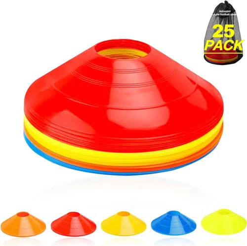Vista 10 de Ashsajkd Juego de 25/50/100 conos de fútbol de agilidad con bolsa de transporte y para conos de fútbol para entrenamiento, fútbol, baloncesto
