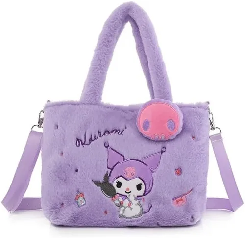 Vista 3 de Bolso esponjoso lindo Kawaii Sanrio Hello Kitty My Melody bolso de manolateral suave bandolera bandolera, Púrpura