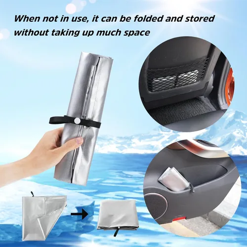 Vista 7 de Funda de parasol para asiento de automóvil para bebé con bolsa de almacenamiento gratuita incluida, protector de calor para asiento de automóvil