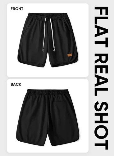 Vista 4 de JMIERR Pantalones cortos de punto gofre para hombre, estilo casual, cintura elástica, cordón ajustable, pantalones cortos de entrenamiento