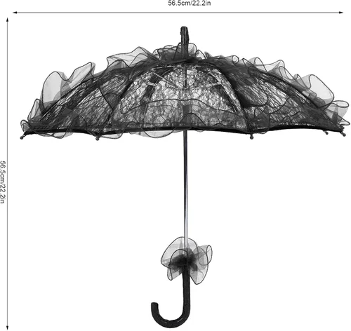 Vista 4 de Parasol, sombrilla de tela de encaje, sombrilla negra, sombrilla de boda, decoración artesanal para bodas, fiestas, fotos, regalos, bailes