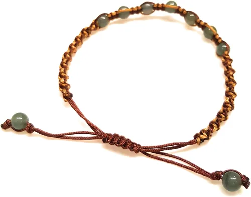 Vista 3 de Infinityee888 Jade Bead Pulseras amarillo marrón Feng Shui para hombres, mujeres pulsera-BC04, Piedra
