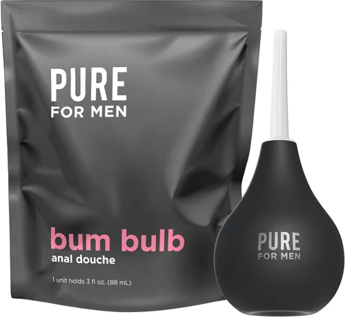 Vista 2 de Pure for Men Bum Bulb Kit de ducha anal con punta desmontable Enema reutilizable, fácil de usar y duradero Capacidad 3 oz (3.0 fl oz)