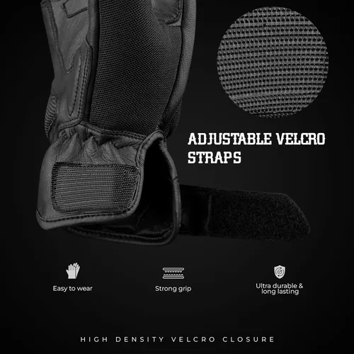Vista 3 de J.A.G. Guantes de motocicleta – Guantes de motocicleta perforados de cuero premium para hombres con protección de nudillos Guantes de motocicleta