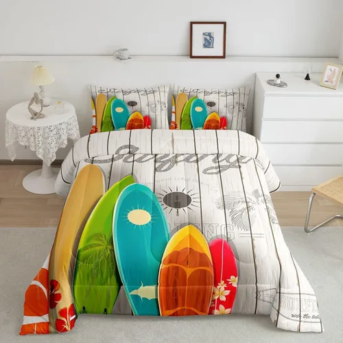 Vista 80 de Juego de ropa de cama Happy Camping de Homewish, tamaño individual, con diseño de osos cazadores y pinos, para niños, hombres, adultos, decoración