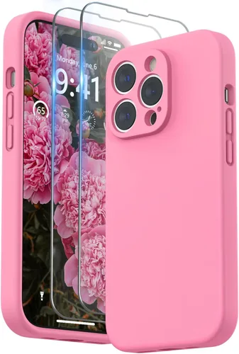 Vista 17 de SURPHY Funda diseñada para iPhone 14 Pro con protector de pantalla, (protección de cámara y forro de microfibra suave), funda de silicona líquida