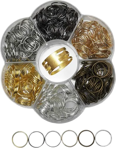 Vista 5 de Chenkou Craft 1 caja de 6 colores abiertos anillo de salto y anillo joyería llavero fabricación 1/8 pulgadas (0.118 in) con 1 herramienta