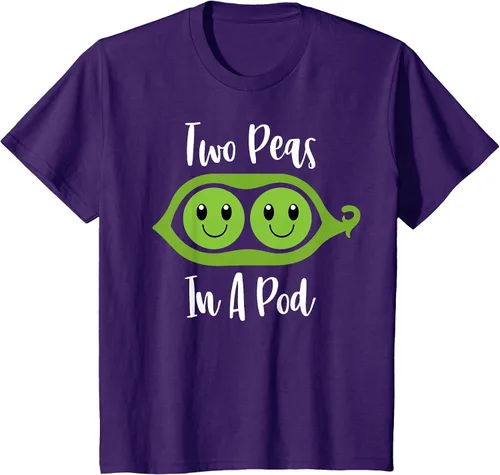 Vista 7 de Two Peas in A Pod Couples Matching Best Friend Cute Veg T-Shirt Baby Blue