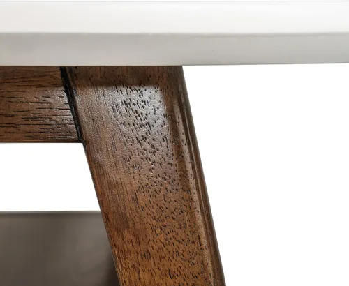 Vista 7 de Madison Park - Mesas de café Parker de madera maciza, acabado en dos tonos con estante inferior de almacenamiento moderno de mediados de siglo