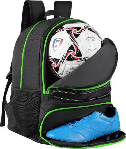 Vista 19 de Mochila de baloncesto para hombres y mujeres con compartimento para pelota y zapatos, capacidad de 30L, ligera y transpirable, mochila de fútbol