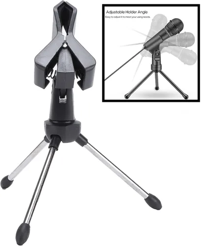 Vista 4 de Soporte de micrófono de escritorio, soporte de micrófono portátil plegable pequeño trípode plegable para micrófono de escritorio bueno