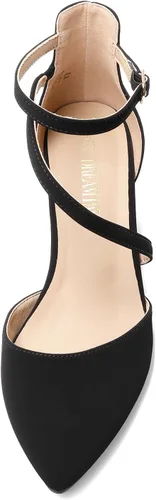 Vista 3 de DREAM PAIRS Zapatos de tacón bajo y grueso para mujer, con correa al tobillo, zapatos elegantes para bodas y negocios