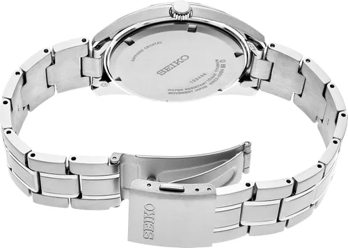 Vista 3 de SEIKO Reloj de vestir de cuarzo de acero inoxidable con correa de titanio plateado 20 modelo SUR375 Negro