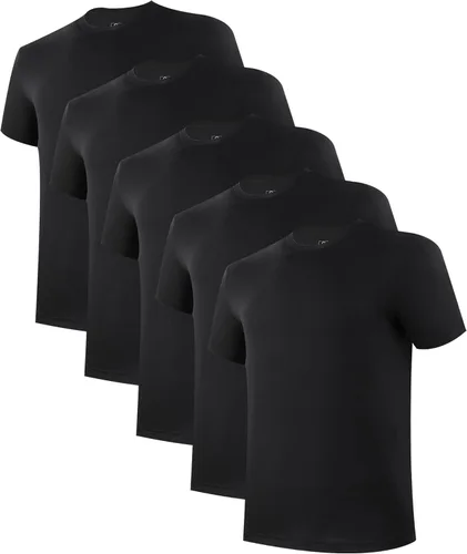 Vista 9 de BAMBOO COOL Camisetas de enfriamiento para hombres con tecnología de absorción de humedad, camisetas básicas elásticas de cuello redondo, 3 paquetes