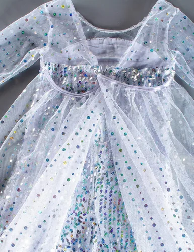 Vista 7 de Luxury Princess - Disfraz de princesa con capa larga brillante para niñas de 2 a 10 años para fiesta de cumpleaños