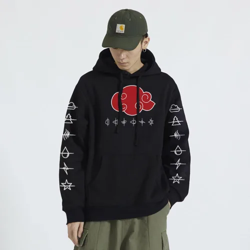 Vista 4 de Ficlwigkis Sudadera con capucha de anime Itachi unisex con anillo y collar para hombres y mujeres
