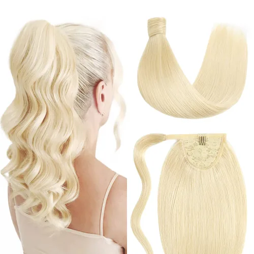 Vista 8 de SUYYA Extensión de cola de caballo con clip, pieza de cabello humano lacio con pasta mágica, 2.47 onzas, 14 pulgadas, color negro azabache #1