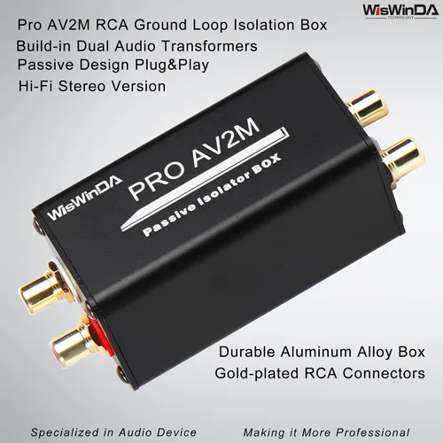 Vista 2 de Pro AV2M-RCA Aislador de ruido Eliminador de ruido de audio (sin afectar a los graves) Filtro de ruido de aluminio Shell Loop Aislador de ruido
