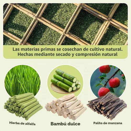 Vista 4 de Dulce bambú 8.82 oz madera molar natural golosinas juguetes para animales pequeños, conejos, conejos, hámster, rata, chinchillas
