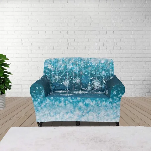 Vista 94 de Boatee Fundas de sofá de 1 pieza con diseño de copo de nieve azul, fundas elásticas para sofá, 1 cojín, protección de muebles, decoración para sala