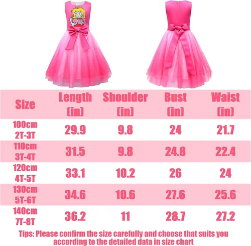 Vista 9 de YODISON Disfraz de princesa melocotón, vestidos de princesa para niñas, cosplay de Halloween 2T-8T para niños