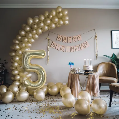 Vista 7 de Juego de Globos Dorados Número 15, Globos Dorados Número 15 para el 15º Cumpleaños, Globo de Oro de Lámina con Forma de Estrella y Corazón con Globo