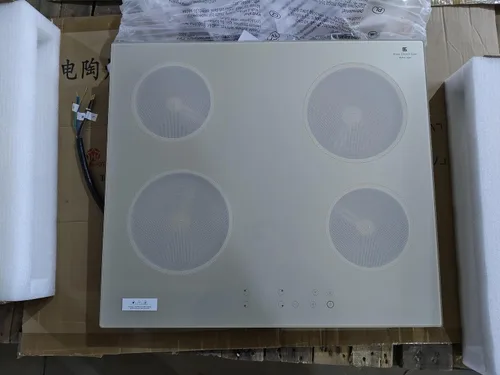 Vista 7 de Karinear Placa de cocina de cerámica beige y blanca de 60 cm, vitrocerámica eléctrica con control táctil, temporizador de 99 minutos, bloqueo