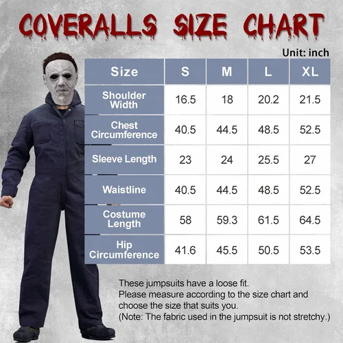 Vista 4 de Disfraz de Michael Myers cómodo disfraz de Halloween para adultos para hombres y mujeres máscara perfecta de Michael Myers no incluida
