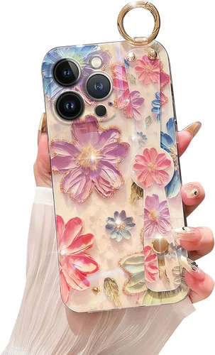 Vista 15 de Funda compatible con iPhone 11, bonito soporte para correa, margarita floral Soporte de muñequera, diseño estético suave, asa de dedo ajustable