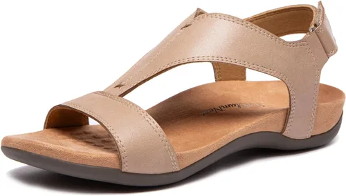 Vista 9 de Sandalias ortopédicas para mujer con puntera abierta, correa en T, sandalias planas ortopédicas con soporte para el arco y correas ajustables
