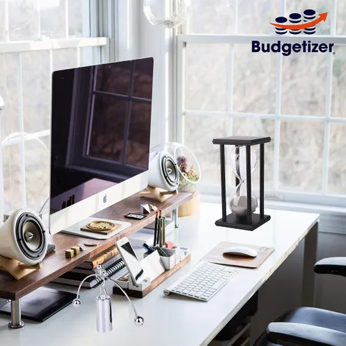 Vista 6 de Reloj decorativo con temporizador de arena, reloj de arena con movimiento de equilibrio físico, escultura de juguete de escritorio (gris claro) 60