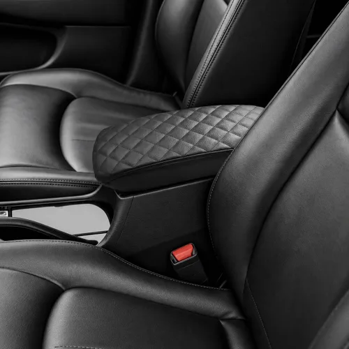 Vista 60 de Great-luck Funda de cuero para consola central, almohadilla para reposabrazos, accesorios de cubierta de caja (costuras rojas) para BMW X1 2023 2024