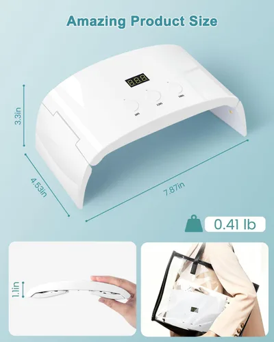Vista 9 de Lámpara de uñas LED UV espaciosa secadora de luz de curado plegable para esmalte de uñas de gel (lámpara blanca pro)