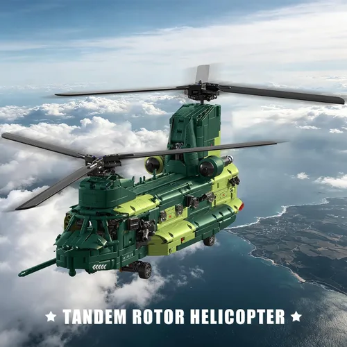Vista 2 de Conjunto de bloques de construcción de helicóptero de transporte Estilo 1