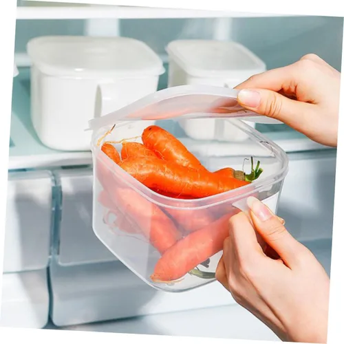 Vista 3 de 2 recipientes herméticos para almacenamiento de alimentos con tapas, contenedores de plástico transparente para cocina y refrigerador, ideal