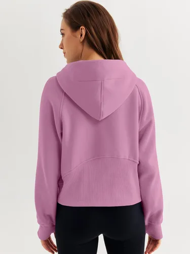 Vista 5 de WYNNQUE Sudaderas con capucha para mujer, sudaderas de gran tamaño, con cremallera de medio cuarto, manga larga, trajes de otoño, ropa de moda