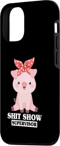 Vista 2 de Funda para iPhone 14 Humor Shit Show Supervisor Pig Shitshow Supervisor