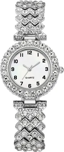 Vista 2 de Relojes de pulsera de lujo para mujer, reloj de pulsera de diamante, reloj de cuarzo casual de moda para mujer