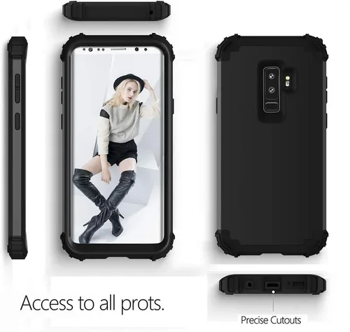 Vista 3 de Funda de teléfono para Samsung Galaxy S9 Plus, cubierta dura, a prueba de golpes, de silicona suave, híbrida, tres capas, resistente, protección